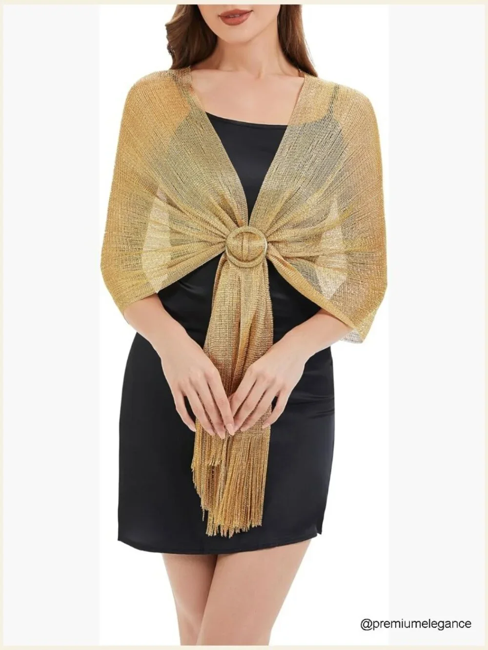 Metallic Shawl with Buckle for Formal Dresses Elegant Wedding Accessory